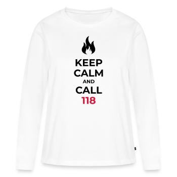 Restez calme et appelez le 118 numéro d'urgence suisse - T-shirt manches longues Premium bio Femme - blanc - Devant - Julia (174cm)