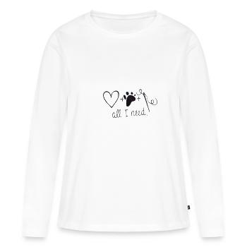 Tout ce dont j'ai besoin LOVE DOG / CAT SEWING idée cadeau de couture - T-shirt manches longues Premium bio Femme - blanc - Devant - Julia (174cm)