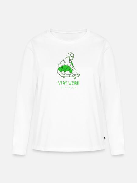 Stay Weird Stay Alien - Frauen Premium Bio Langarmshirt - Weiß