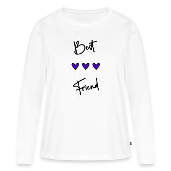 BESTER FREUND. FREUND. FREUND. FREUND. FREUNDIN. DU BIST - Frauen Premium Bio Langarmshirt - Weiß - Vorne - Julia (174cm)