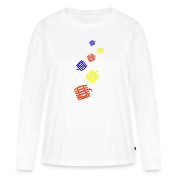 Symbole de l’icône du fût de bière - T-shirt manches longues Premium bio Femme - blanc - Devant - Julia (174cm)