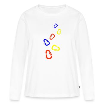 Kletterausrüstung Bunt Karabiner - Frauen Premium Bio Langarmshirt - Weiß - Vorne - Julia (174cm)