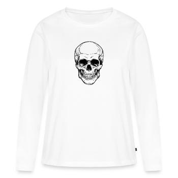 Tête de mort - T-shirt manches longues Premium bio Femme - blanc - Devant - Julia (174cm)