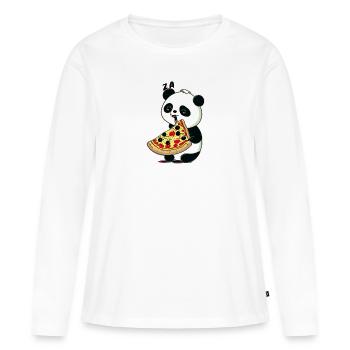 Cute Kawaii Panda Who Eats Pizza Anime Manga - Women's Premium Organic Long Sleeve Shirt - white - Front - Julia (174cm)