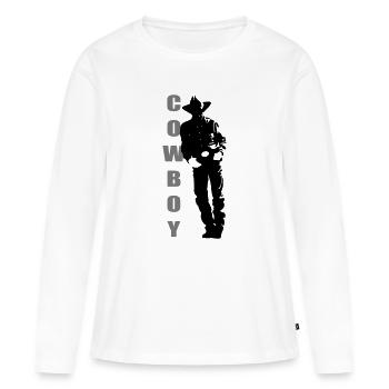 Cowboy - T-shirt manches longues Premium bio Femme - blanc - Devant - Julia (174cm)