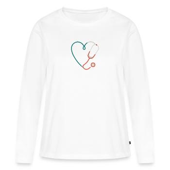 infirmière stéthoscope cœur soignante cadeau médic - T-shirt manches longues Premium bio Femme - blanc - Devant - Julia (174cm)