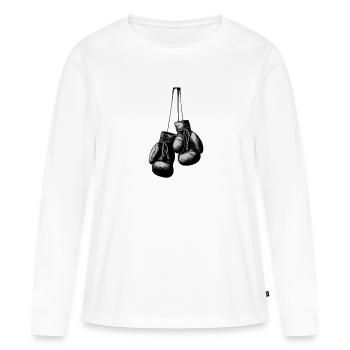Boxhandschuhe - Frauen Premium Bio Langarmshirt - Weiß - Vorne - Julia (174cm)