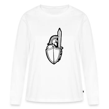 Logo du guerrier - T-shirt manches longues Premium bio Femme - blanc - Devant - Julia (174cm)