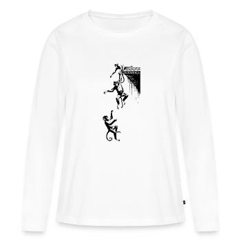 3 Monkeys Monkey Gang Monkey Falls Down - Women's Premium Organic Long Sleeve Shirt - white - Front - Julia (174cm)