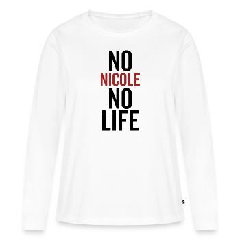 Non Nicole Pas de vie - T-shirt manches longues Premium bio Femme - blanc - Devant - Julia (174cm)