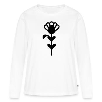 Fleur avec tige - T-shirt manches longues Premium bio Femme - blanc - Devant - Julia (174cm)