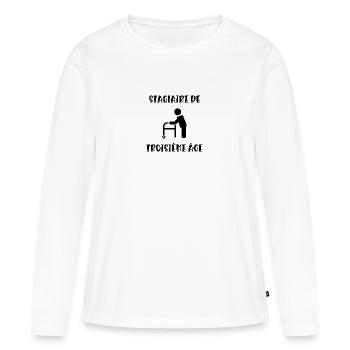 stagiaire de troisième âge - T-shirt manches longues Premium bio Femme - blanc - Devant - Julia (174cm)