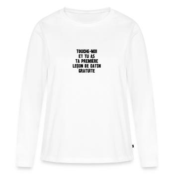 leçon de catch gratuite - T-shirt manches longues Premium bio Femme - blanc - Devant - Julia (174cm)