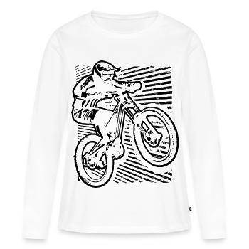 MTB | Mountainbike | Mountainbiker | Mountainbike - Frauen Premium Bio Langarmshirt - Weiß - Vorne - Julia (174cm)