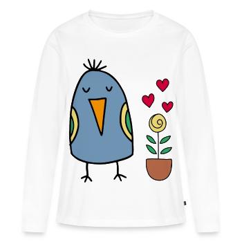 Source - T-shirt manches longues Premium bio Femme - blanc - Devant - Julia (174cm)