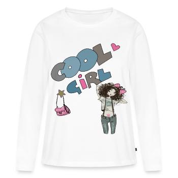 Fille, Fille Cool - T-shirt manches longues Premium bio Femme - blanc - Devant - Julia (174cm)