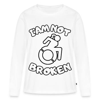 Ich sitze im Rollstuhl, aber ich bin nicht kaputt # - Frauen Premium Bio Langarmshirt - Weiß - Vorne - Julia (174cm)