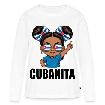 Cuba Flag Cute Cubanita Girls Women - Women's Premium Organic Long Sleeve Shirt - white - Front - Julia (174cm)