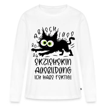Kindergarten teacher training 2026 I'm done! Cat - Women's Premium Organic Long Sleeve Shirt - white - Front - Julia (174cm)