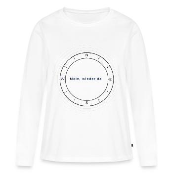 Moin Wieder Da Kompass Norddeutsch Shirt - Frauen Premium Bio Langarmshirt - Weiß - Vorne - Julia (174cm)