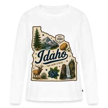 Idaho The Gem State Vintage Travel Sticker - Women's Premium Organic Long Sleeve Shirt - white - Front - Julia (174cm)