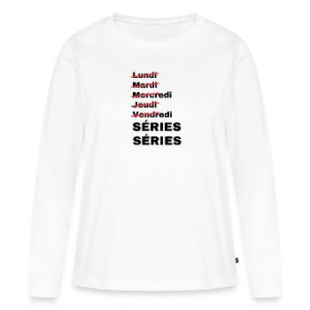 week-end séries - T-shirt manches longues Premium bio Femme - blanc - Devant - Julia (174cm)