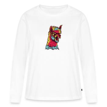 Horror Scary Zombie Alpaca - Women's Premium Organic Long Sleeve Shirt - white - Front - Julia (174cm)