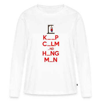 Garder son calme et son bourreau - T-shirt manches longues Premium bio Femme - blanc - Devant - Julia (174cm)