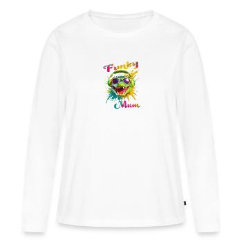 Funky Mama. Geburtstag, Muttertag. Krokodil - Frauen Premium Bio Langarmshirt - Weiß - Vorne - Julia (174cm)
