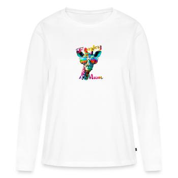 Funky Mama. Geburtstag, Muttertag. Giraffe - Frauen Premium Bio Langarmshirt - Weiß - Vorne - Julia (174cm)