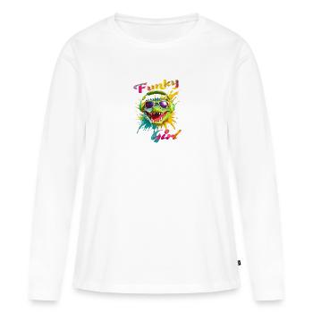 Funky Mädchen Krokodil - Frauen Premium Bio Langarmshirt - Weiß - Vorne - Julia (174cm)