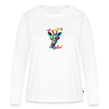 Funky Mädchen Giraffe - Frauen Premium Bio Langarmshirt - Weiß - Vorne - Julia (174cm)