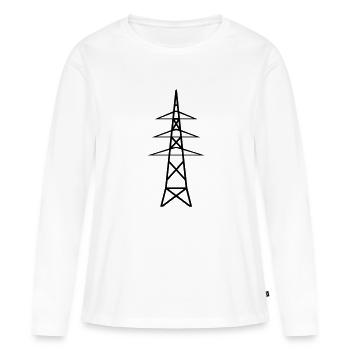 pôle de puissance - T-shirt manches longues Premium bio Femme - blanc - Devant - Julia (174cm)