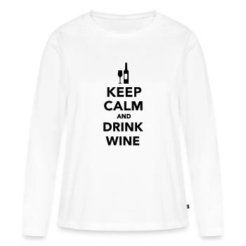 Wein - Frauen Premium Bio Langarmshirt - Weiß - Vorne - Julia (174cm)