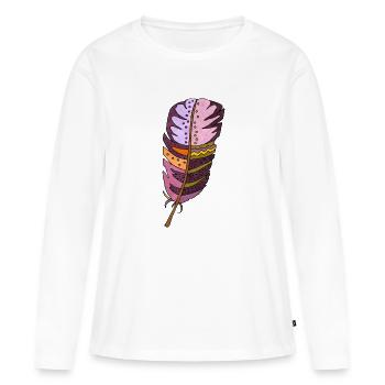 Plume - T-shirt manches longues Premium bio Femme - blanc - Devant - Julia (174cm)
