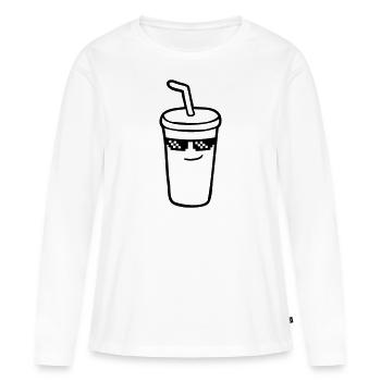 Lunettes de soleil Pixel Cola - T-shirt manches longues Premium bio Femme - blanc - Devant - Julia (174cm)