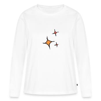 Astérisque. Trois étoiles colorées, dessinées à la main. - T-shirt manches longues Premium bio Femme - blanc - Devant - Julia (174cm)