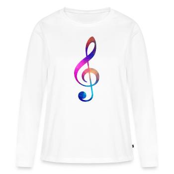 Clé de sol colorée - T-shirt manches longues Premium bio Femme - blanc - Devant - Julia (174cm)