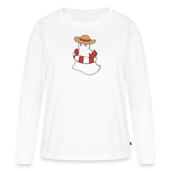 Fridolin im Sommerurlaub - Frauen Premium Bio Langarmshirt - Weiß - Vorne - Julia (174cm)
