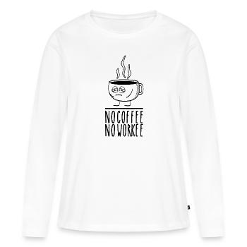 Aucune tasse de café drôle de bande dessinée de travailleur aucun café - T-shirt manches longues Premium bio Femme - blanc - Devant - Julia (174cm)