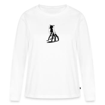 Hand Addams - T-shirt manches longues Premium bio Femme - blanc - Devant - Julia (174cm)