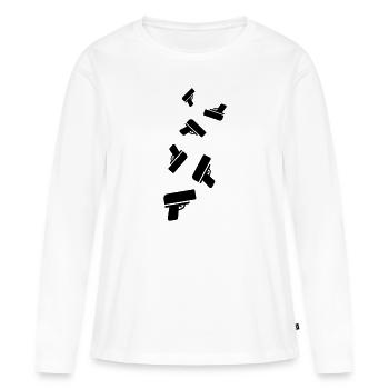 Pluie d’argent d’armes à feu - T-shirt manches longues Premium bio Femme - blanc - Devant - Julia (174cm)