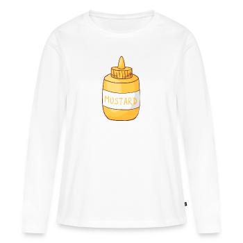 moutarde - T-shirt manches longues Premium bio Femme - blanc - Devant - Julia (174cm)