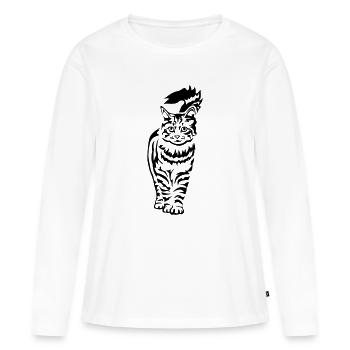 Chat domestique - Chat - T-shirt manches longues Premium bio Femme - blanc - Devant - Julia (174cm)
