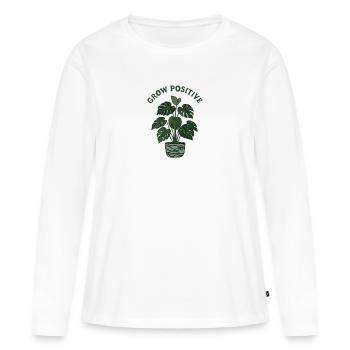 Motif positif de monstera de croissance - T-shirt manches longues Premium bio Femme - blanc - Devant - Julia (174cm)
