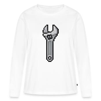 Outil Pixel : Clé à Mousquets - T-shirt manches longues Premium bio Femme - blanc - Devant - Julia (174cm)