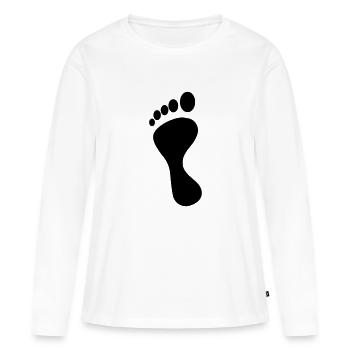linker fuß - Frauen Premium Bio Langarmshirt - Weiß - Vorne - Julia (174cm)