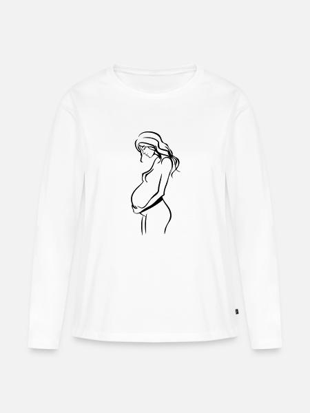 Schwanger freude - Frauen Premium Bio Langarmshirt - Weiß