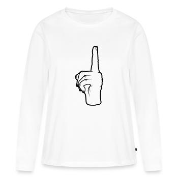 Geste de la main vers le haut - T-shirt manches longues Premium bio Femme - blanc - Devant - Julia (174cm)