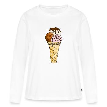 Eis - Frauen Premium Bio Langarmshirt - Weiß - Vorne - Julia (174cm)